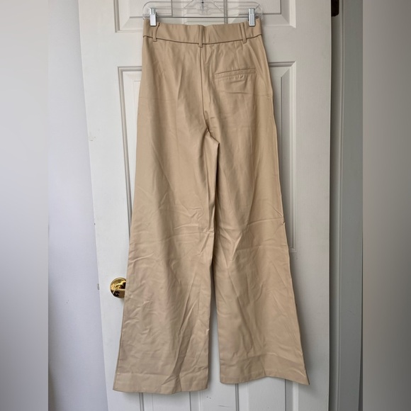 NWOT ZARA Ecru Wide Leg High Waist Vegan Leather Trouser Pant M - Picture 9 of 16